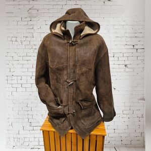Maxima Brown Hooded Military-Style Shearling Jacket